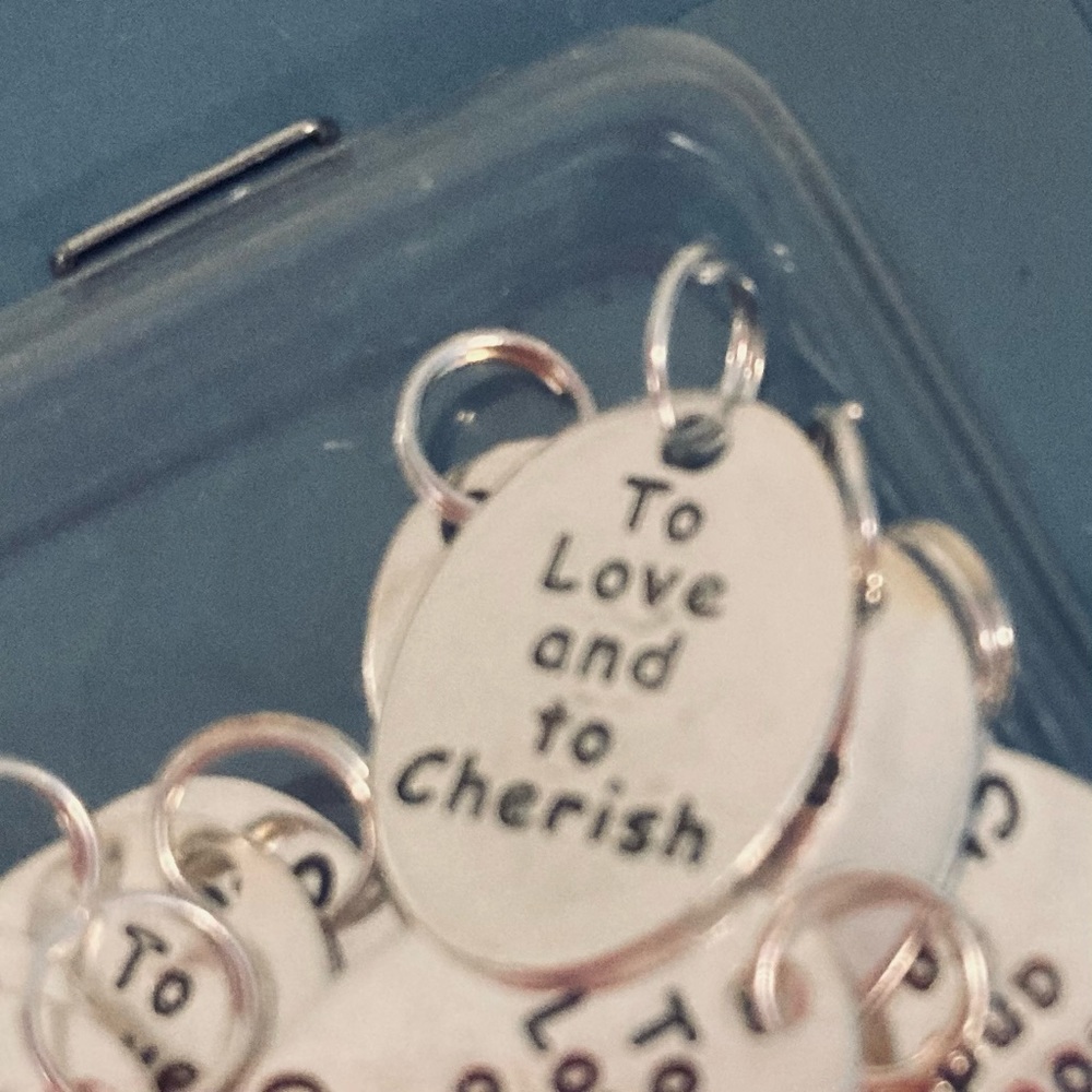 Favor Accents Charms Silver Tone Metal “To Love and To Cherish” 4 pkg 80…